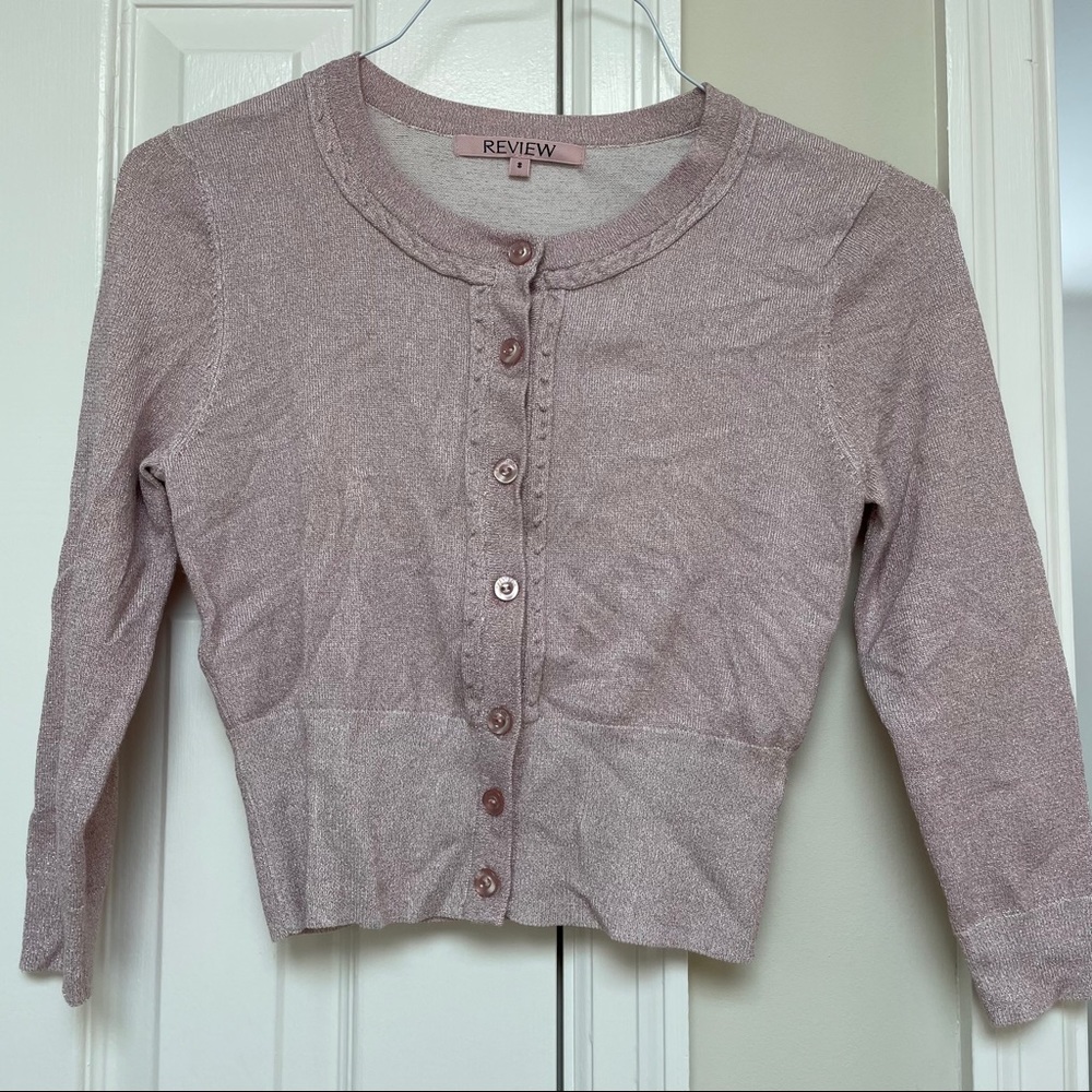 NWOT Cropped Sparkly Button Cardigan